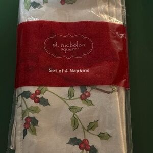 St. Nicholas Square Red and Green Holly Napkins